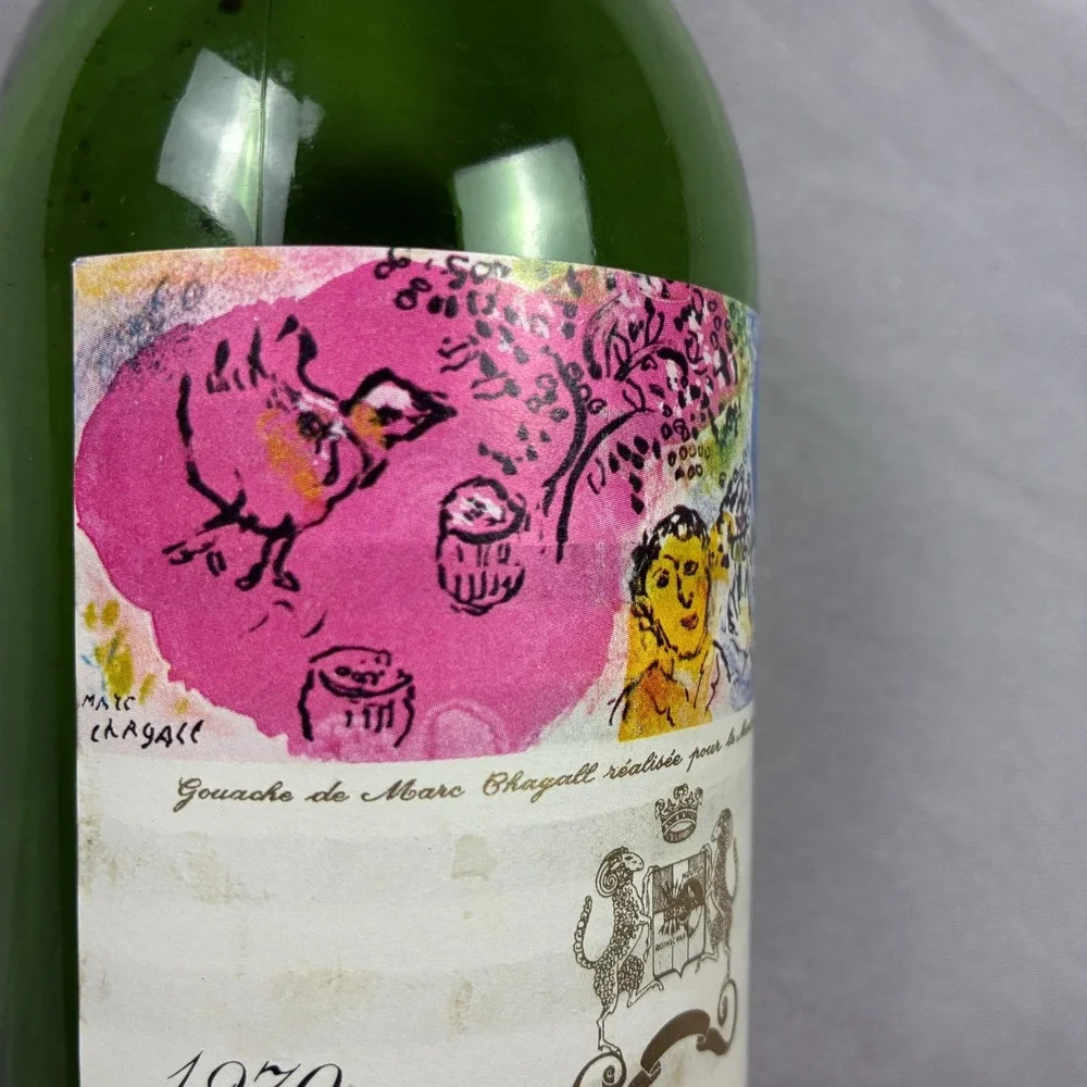 Mouton Rothschild Paulliac Empty Bottle 1970 Vintage Marc Chagall Label